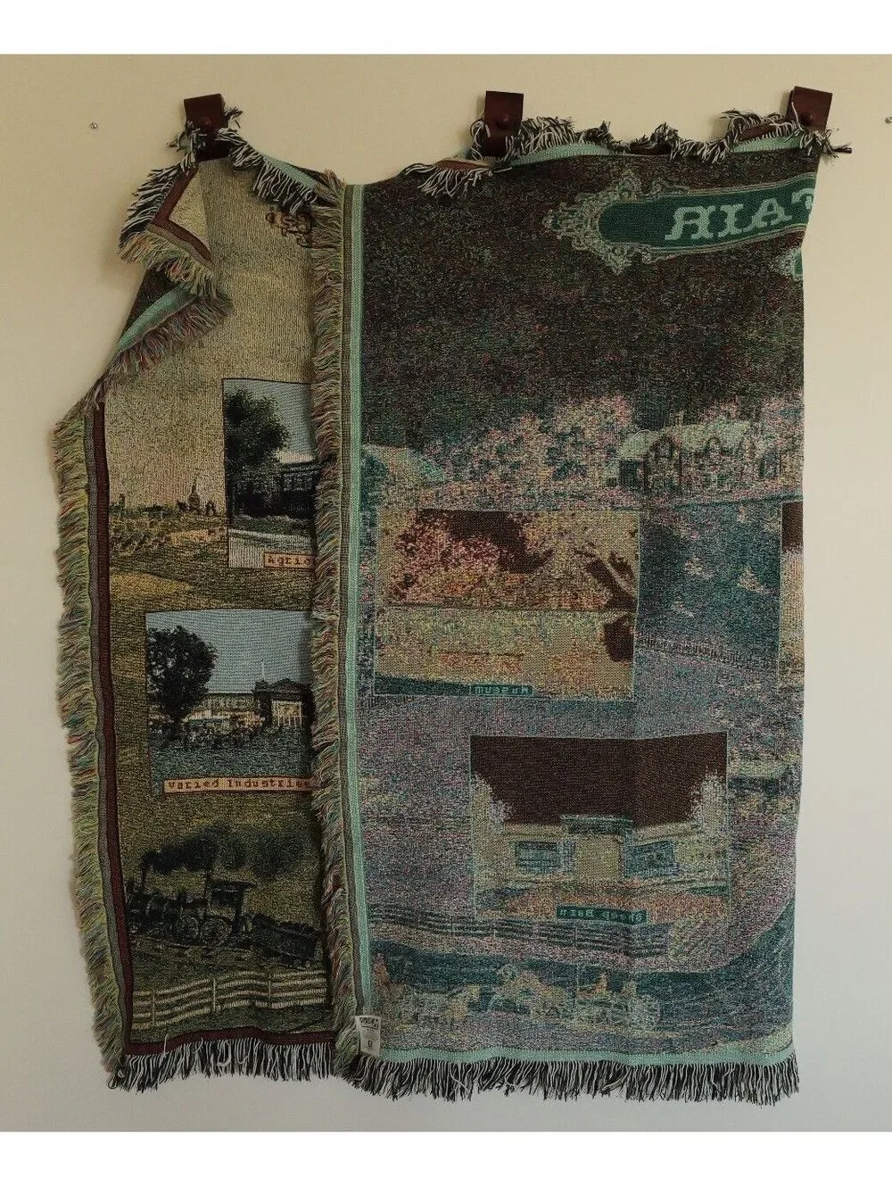 Vintage Iowa State Fair Throw Blanket Mill Street Design 100% Cotton Woven USA